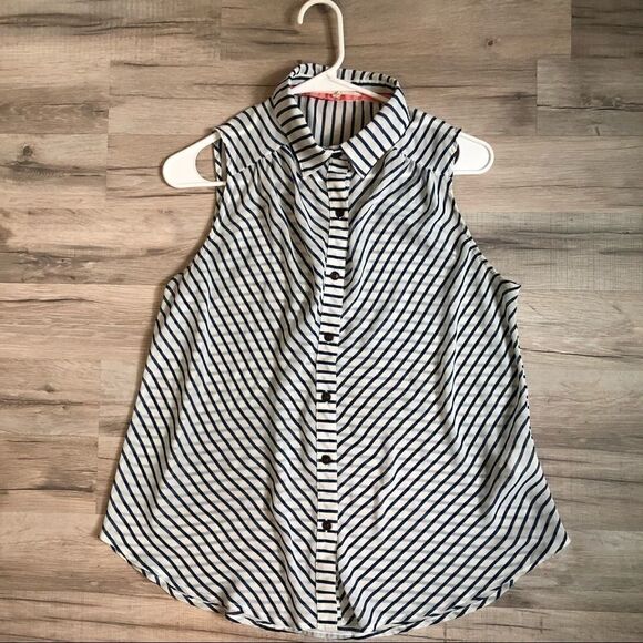 Jolt Sheer Blue Striped Summer Blouse Size M - Picture 1 of 4